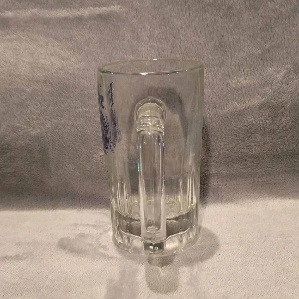 Vintage Miller Lite Beer Stein Fine Pilsner Beer Glass Mug Clear Blue Logo 5.25